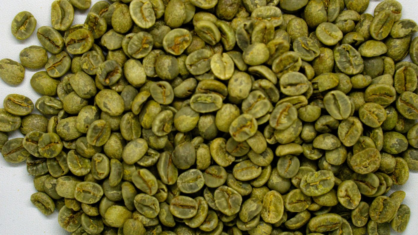 Green unroasted coffee beans